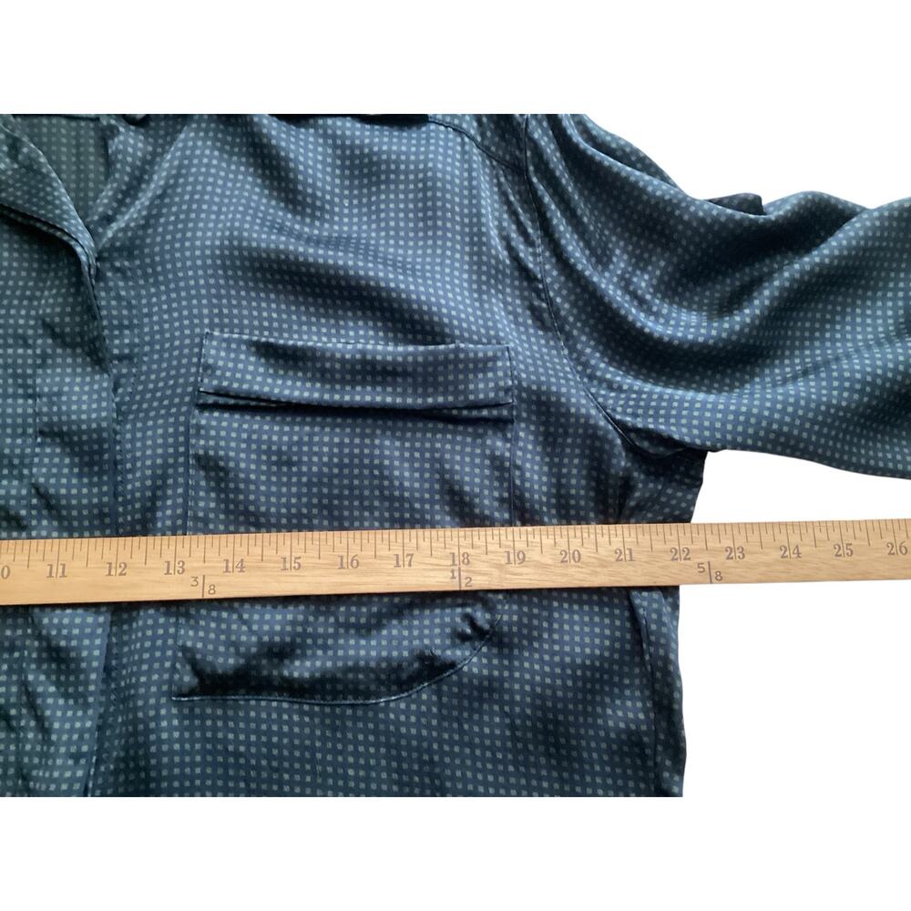 Vintage Escada 100% Silk Button Up Blouse green & black Geometric Print Size XL - Picture 9 of 9
